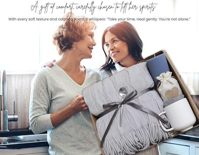 Get Well Soon Gift Basket for Women - Self Care Package - After Surgery, Sympathy Gift for Loss of Loved One, Thinking of You/ Mothers Day/ Grief /Bereavement /Miscarriage Gifts for Women (Light gray)