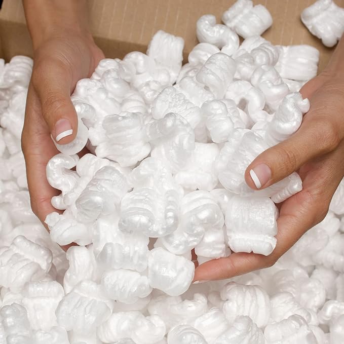 White Packing Peanuts, 7 Cu Ft, Void Filling Regular Packing Peanuts, S Shaped Cushion For Shipping, Moving & Storage, Protect Fragile Items