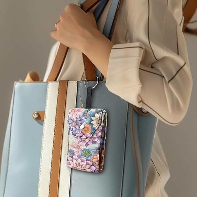 Tissues Purse Pocket Colorful Mandala Flower Purse Tissue Packs Snap Button Enclosed Canvas Portable Tissue Holder for Travel Daily Outgoing