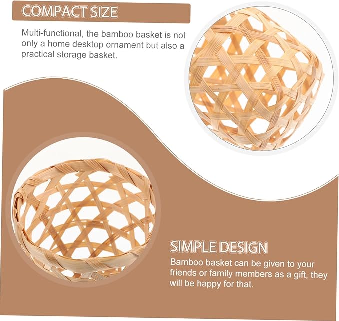 4Pcs Natural Woven Household Storage Baskets Sundries Organizer for Fruits Snacks Flowers Decorative and Practical Home Storage
