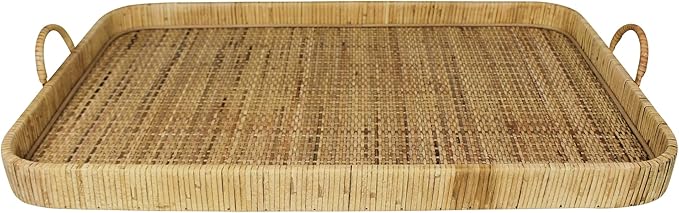 HomArt Cayman Grand Rectangle Tray, 28-inch Length, Rattan