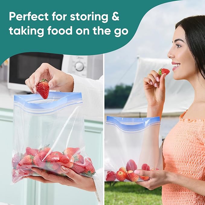 Lerine 26 Pack Reusable Snack Bags Dishwasher Microwave Safe, BPA Free Reusable Food Storag Bags, Extra Thick Leakproof Reusable Bags Snack Pouch for Candy, fruits, Cereal, Home Organization