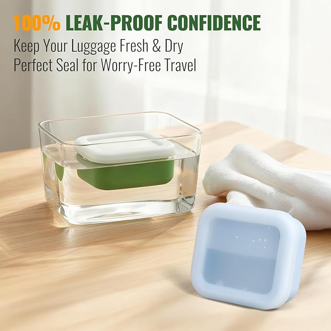 Shampoo Bar Travel Case with Draining Pad | Leakproof Silicone Small Travel Soap Case | Ultra-Compact for Gym, Camping, Business Trip (Baby Blue)