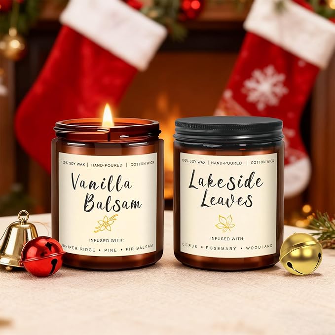 6 Pack Fall Winter Scented Candles for Home, Candles Gifts Sets for Women Men Birthday Thanksgiving Christmas, 7.1Oz Large Jar | Long Lasting Soy Wax Candles with Cinnamon Apple, Smoke Vanilla