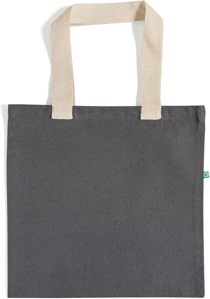 Recycled Canvas Tote Bags with Full Gusset – 6 Pack Reusable Flat Book Bag, Eco Friendly Canvas Tote Bulk,