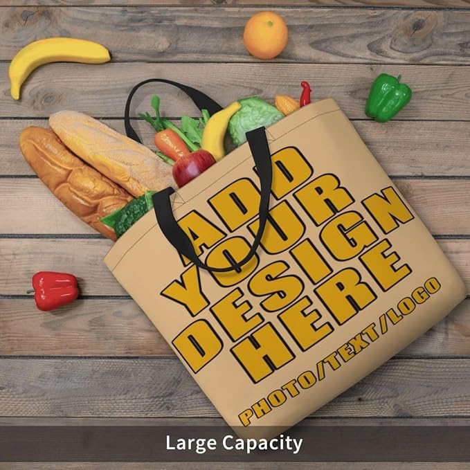 Custom Large Black Tote Bag With Pocket Extra Large Reusable Grocery Bags