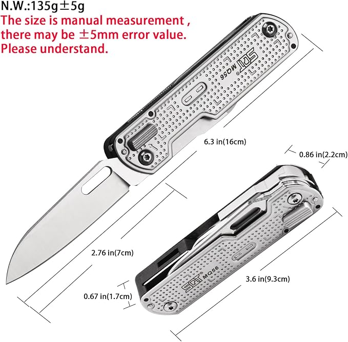 SQT2056 13-in-1 Multitool Knife with Glass Breaker, Survival Knife for Outdoor, Camping, Hiking, Emergency - Portable Scissors, Screwdrivers, Can Opener for EDC, Work & Adventure