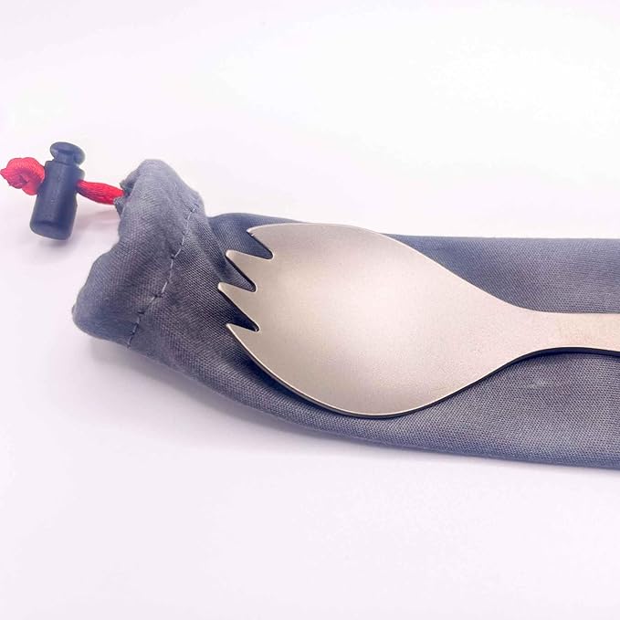 FlipFuel Camping Titanium Spork - Ultra-Lightweight, Durable, Built-In Bottle Opener