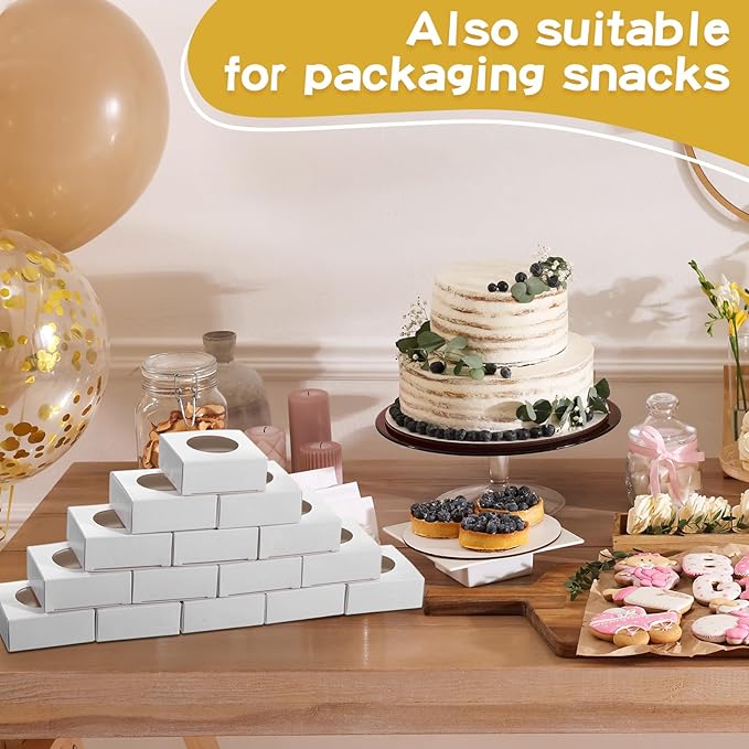 TaoBary 100 Pcs Soap Boxes for Homemade, 3 x 3 x 1.2 Inch Small Paper Gift Packaging Boxes with Window, Gift Wrappers for Soap Packaging Making Party Favor(Round,White)