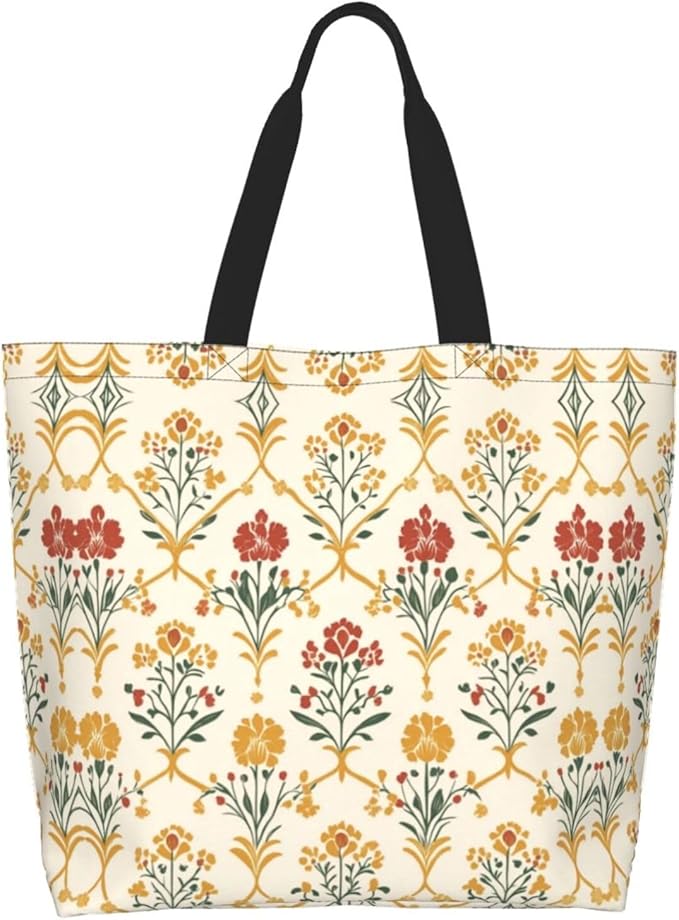 Tote Bag Shoulder Bags for Women Grocery Shopping Bag Reusable Bags Boho-Red Paisley 1