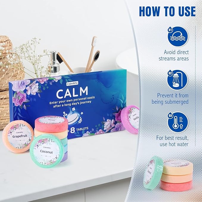 Shower Steamers 16 Pack-Bath Bombs with Organic & Natural Fragrances, Travel Essentials, Stocking Stuffers, Birthday Christmas Gifts for Women, Men, Mom and Teen Who Have Everything (Blue)