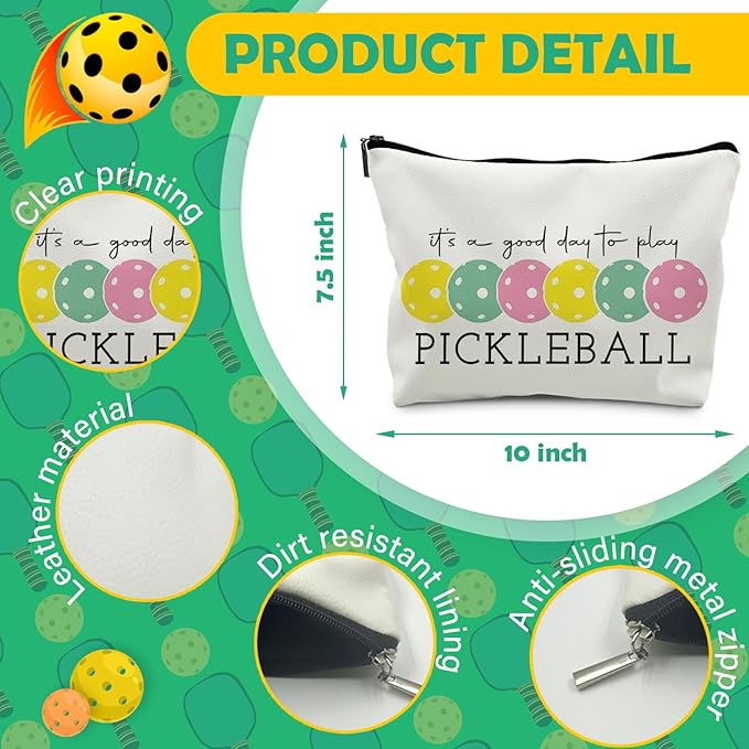Pickleball Gifts for Women, Colorful Pickleball Makeup Bag for Women, It's a Good Day to Play Pickleball Cosmetic Bag Toiletry Bag, Gifts for Pickleball Lovers, Pickleball Stuff(PU)