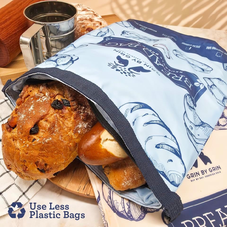 GRIN BY GRIN Bread Bags 2 Pack Reusable Zipper Bags Extra Large - Image 6