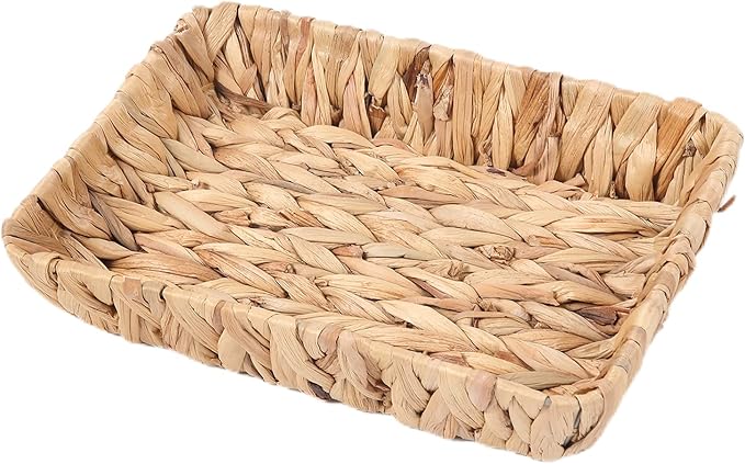 Hand-Woven Large Storage Baskets, Water Hyacinth Wicker Baskets for Organizing,Woven Baskets, Organizer, Natural Container，13.38” x 9.5” x 2.75”