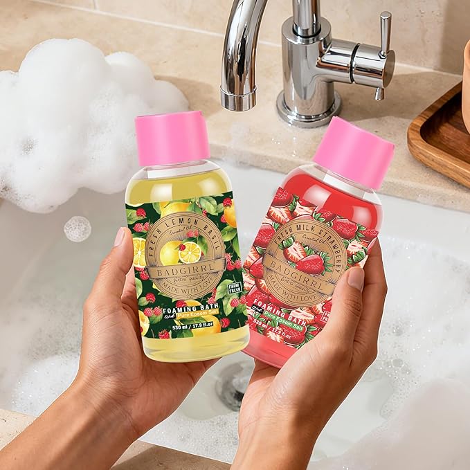 Foaming Bubble Bath with Epsom Salt 17.9 Oz Each (5 Pack),Body Wash Deep Moisture Spa Gift Set with Shea Butter & Essential Oil Collection Skin Cleanser with 24hr Moisturizing Bath Set for Women Men