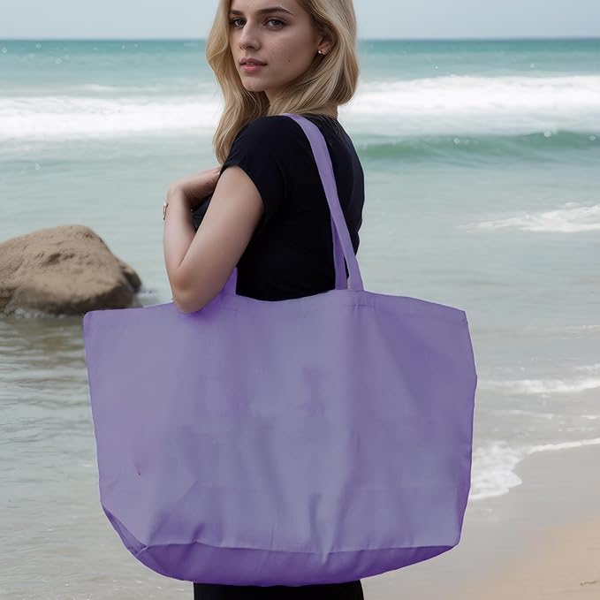 Large Canvas Tote Bag - Reusable Grocery Bag Foldable Heavy Duty Shopping Bag for DIY Art Crafts Painting Embroidery