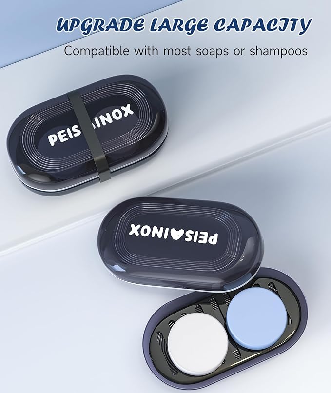 Leakproof Travel Soap Dish with Lid - Draining Soap Bar Holder for Bathroom, Shower, Gym, School, Camping, Vacation, Outdoor