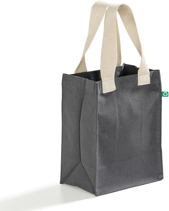 Recycled Canvas Book Bag with Full Gusset – 6 Pcs Eco-Friendly Reusable Tote Bags with Shoulder Straps, Bulk