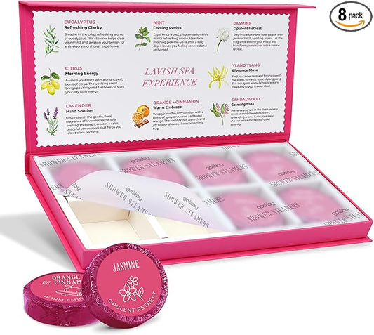 Shower Steamers Aromatherapy GOSSBY 8 Pack - Gifts for Women, Birthday Gifts for Her, Home Spa, Self Care, Relaxation, Natural Essential Oils - Elegant Bloom Style
