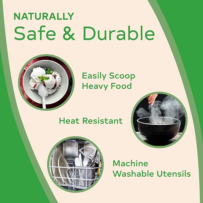 500 Compostable Spoons, Disposable Spoons, Plant-Based Compostable Utensils, BPI-Certified Disposable Cutlery, Disposable Silverware, Ivory White