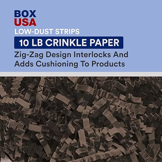 BOX USA 10 lb. Chocolate Crinkle Paper Packing, Shipping, and Moving Box Filler Shredded Paper for Box Package, Basket Stuffing, Bag, Gift Wrapping, Holidays, Crafts, and Decoration