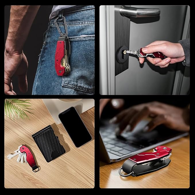 Compact Metal Aluminum Key Organizer, Minimalist Innovative Keyholder-Car Key Chain, Smart KeyChains Key Case up to 6 Keys