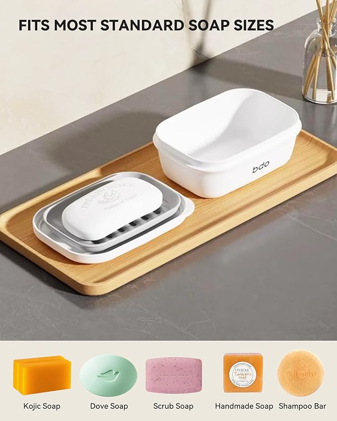 Travel Soap Case with Lid,Leakproof Soap Holder with Drainage Layer, Travel Essentials Soap Containers, Portable Soap Bar Dish for Camping, Gym, Bathroom,Kitchen,Dormitory,Hotel(Pink)