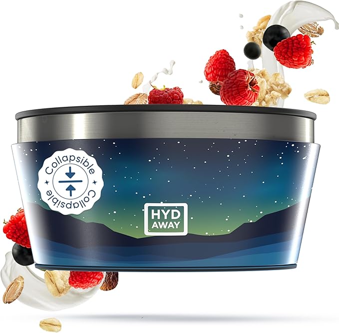 HYDAWAY 1-Quart Collapsible Insulated Bowls - 4-Pack - BPA-Free, Leak-Resistant, Press-Fit Lids - Reusable Silicone Meal Containers for Camping, Travel, and Everyday Use