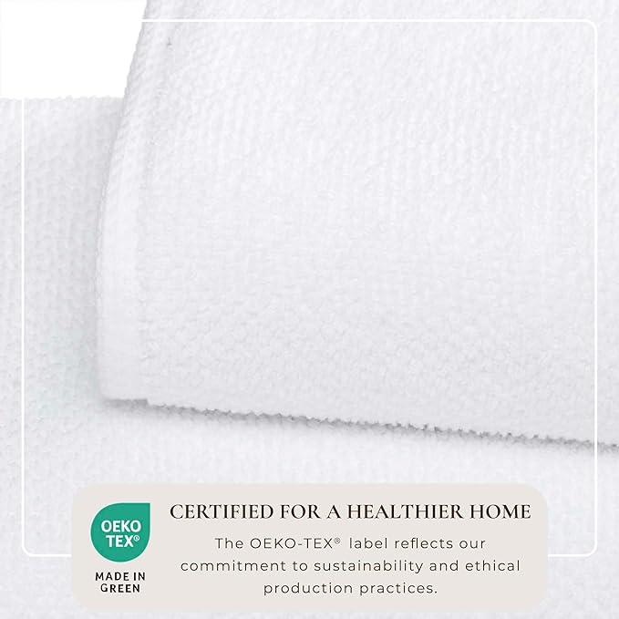 Great Bay Home White Washcloth Set – 100% Cotton 12-Pack 13"x13", Absorbent & Quick-Drying, Soft & Durable