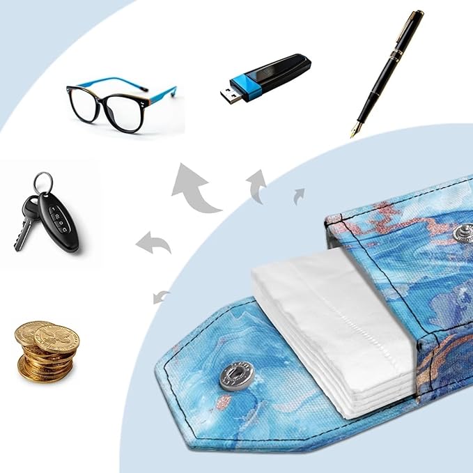 Tissue Bag,Blue Butterfly Portable Travel Tissue Pouch Canvas Tissues Purse Pocket for Wallet Coin Travel Bag