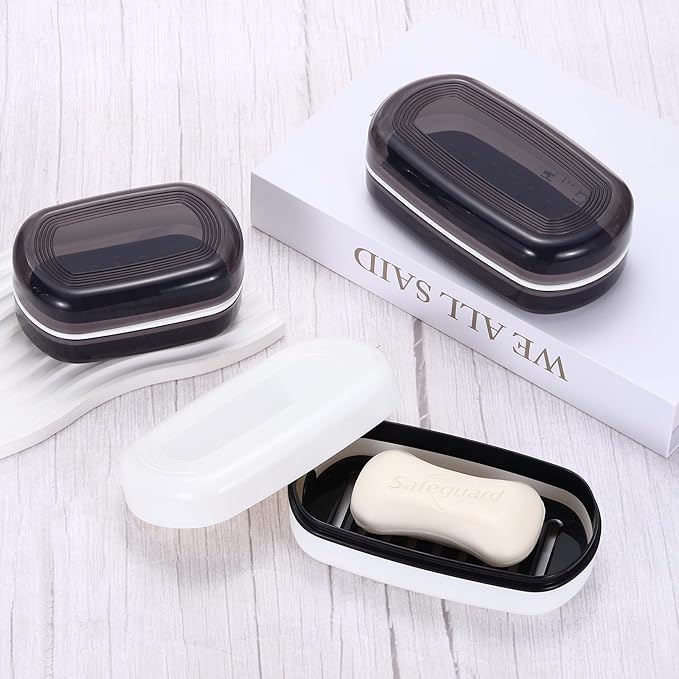 PATIKIL Travel Soap Case, Leakproof Soap Box Container with Lid Portable Bar Soap Holder for Indoor Outdoor Traveling, Camping Gym Bathroom, White Large