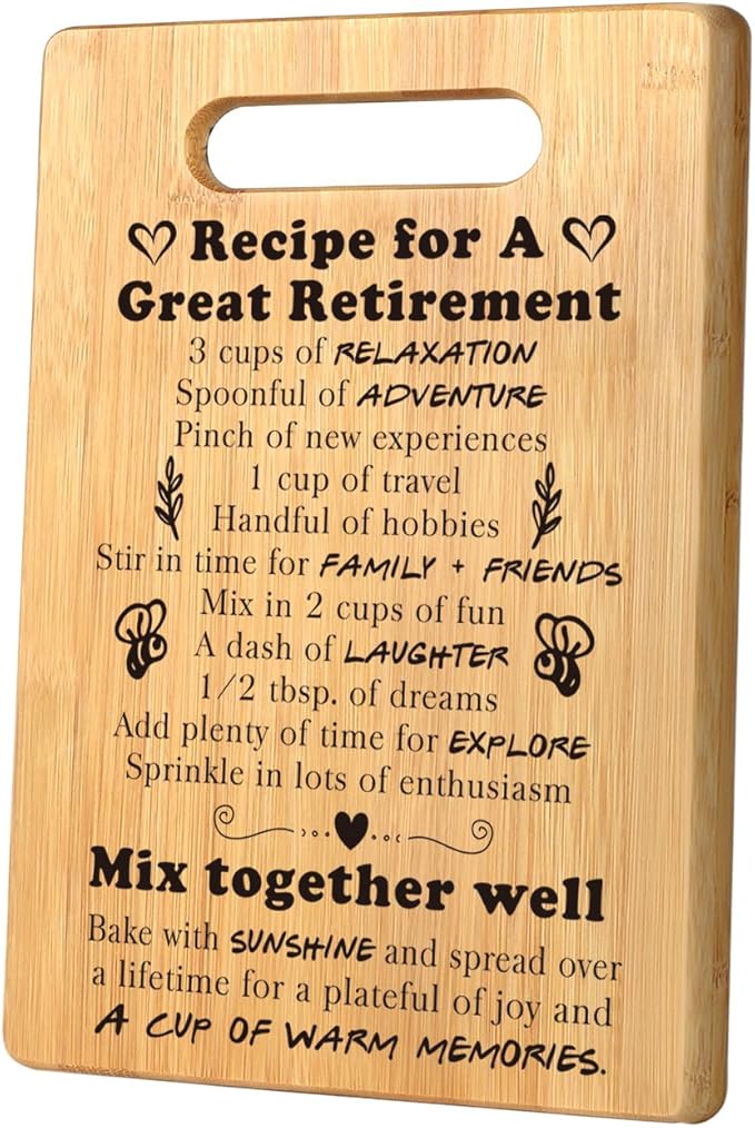 Retirement Gift for Woman 2025, Going Away Gifts, Farewell Gifts for Coworkers, Retired Gifts Ideas, Happy Retirement Gifts for Boss, Teacher, Nurse, Friend, Retirees Cutting Board Gift
