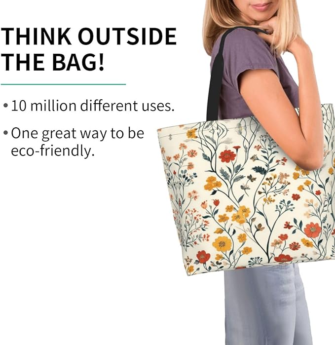 Tote Bag Shoulder Bags for Women Grocery Shopping Bag Reusable Bags Boho-Red Paisley 1