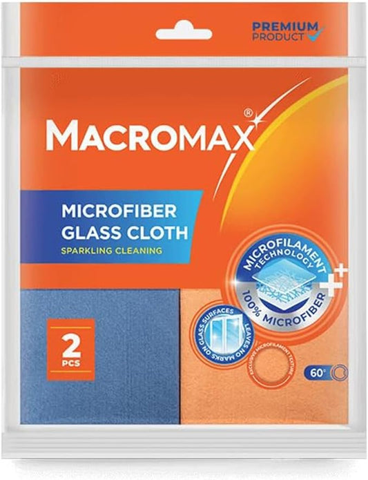 Microfiber Glass Cloth 2‑Pack – Lint‑Free, Reusable Window & Mirror Wipes, High‑Absorbency Microfilament Cloth for Streak‑Free Shine, Perfect for Glass, Mirrors, Car & Electronics