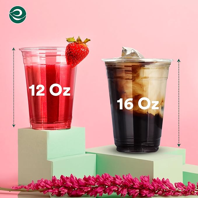 ECO SOUL 100% Compostable, Disposable Party Cups | Eco-friendly Party Cups (50, 16 Fl oz)