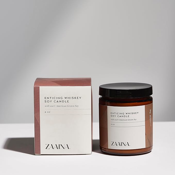 ZAAINA Men’s Self Care Package, Relaxation Spa Gift Set for Him - Luxury Natural Handmade Grooming Kit for Husband Dad Friend, Birthday & Christmas Gifts for Men (Premium Set with Whiskey Candle)