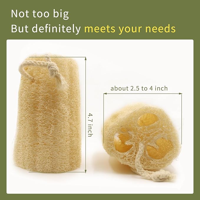 Natural Luffa Sponges Exfoliating Body Scrubber(4.7" Family 6Pack),Organic Loofah Unveil Your Skin's Natural Beauty