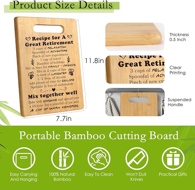 Retirement Gift for Woman 2025, Going Away Gifts, Farewell Gifts for Coworkers, Retired Gifts Ideas, Happy Retirement Gifts for Boss, Teacher, Nurse, Friend, Retirees Cutting Board Gift