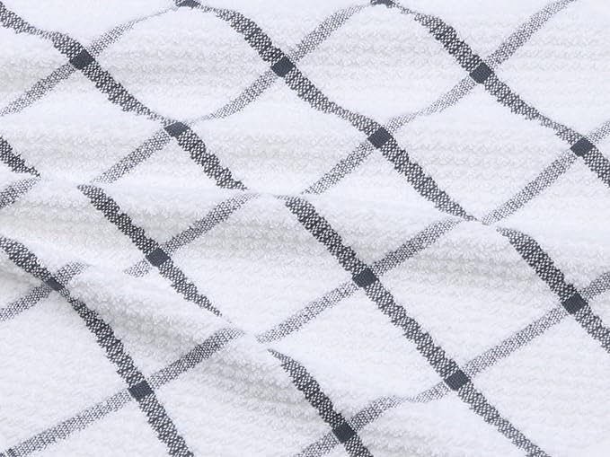Cotton Dish Towels for Kitchen Drying Dishes, Set of 3, Terry Kitchen Hand Towels, Light and Soft Tea Towels for Baking, 15 Inch x 25 Inch (Grey Set)