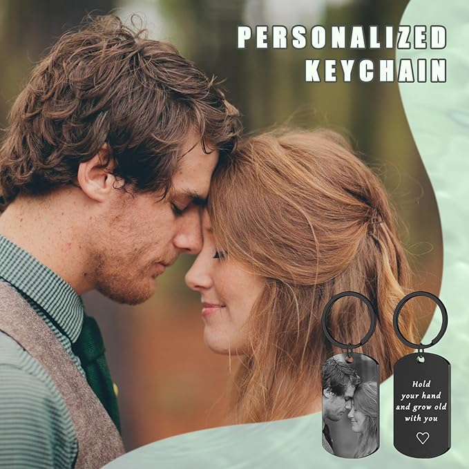 Custom Keychain Double Sided Personalized Picture Text Keychains Engraving Photo Key chains Gifts for Women Boyfriend