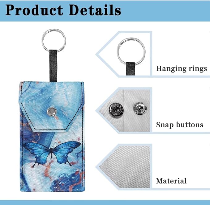 Tissue Bag,Blue Butterfly Portable Travel Tissue Pouch Canvas Tissues Purse Pocket for Wallet Coin Travel Bag