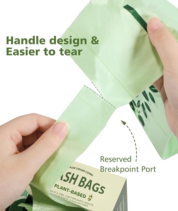 AYOTEE Small Compost Bags 2.6 Gallon with Handles, Small Compostable Trash Bags 100 Count Biodegradable Trash Can Liners/Thick 10 Liter Waste Basket Liners 2.6 Gallon for Compost Bin