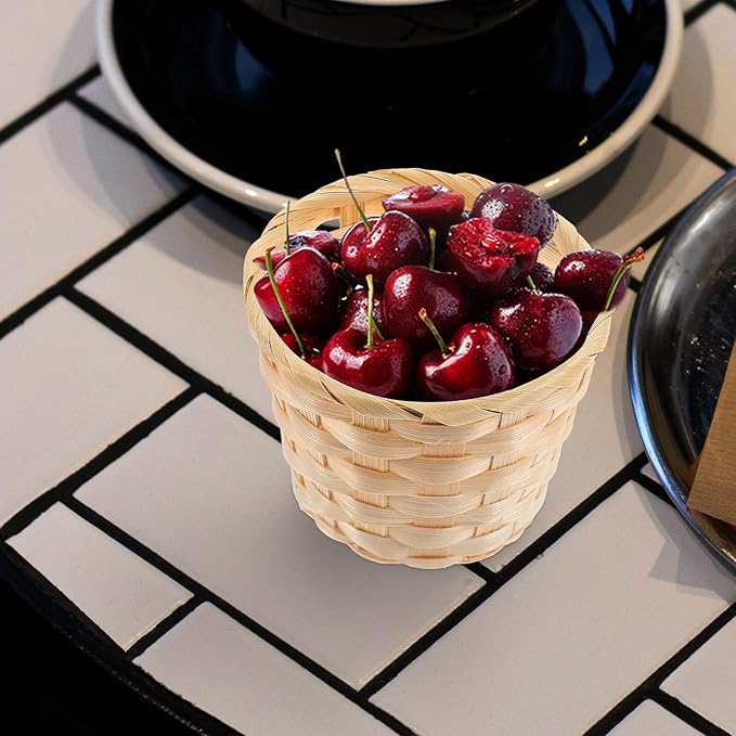 BESPORTBLE 12Pcs Small Wooden Woven Storage Baskets for Desktop Sundries Household Organization Natural Handcrafted Basket