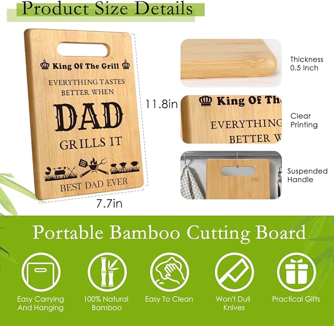Christmas Birthday Gifts for Dad from Daughter Son, Dad Cutting Board for New Bonus Dad, Stepdad, Daddy, Father, Best Dad Gifts, Unique Grilling Gifts for Dad Who Wants Nothing, Father in Law Gift