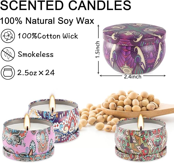 Candvent Calendar 2025 Adult Women, 24 Day ScentedCandle Countdown to Christmas Calendar with HolidayScents Xmas Suprise Gifts for Mom Grandmother Wife(24 Pack)