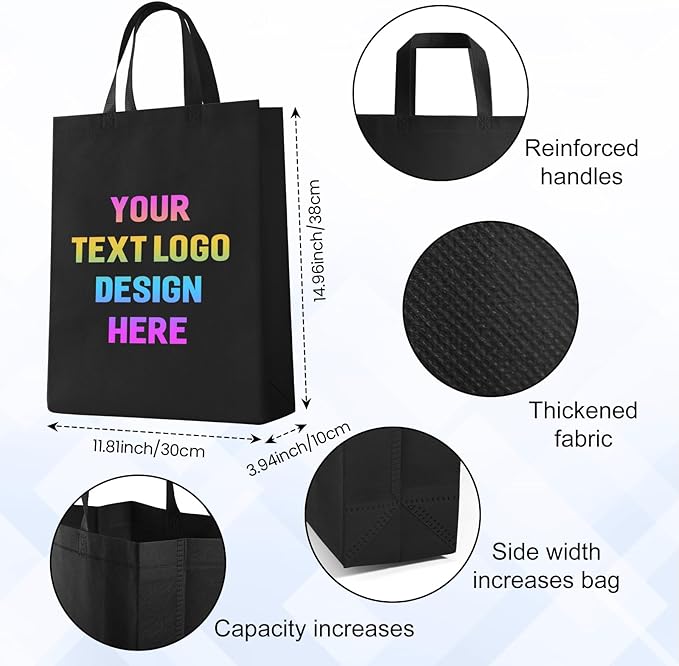 Custom Tote Bags with Your Logo, Personalized Reusable Shopping Bags for Shopping Business
