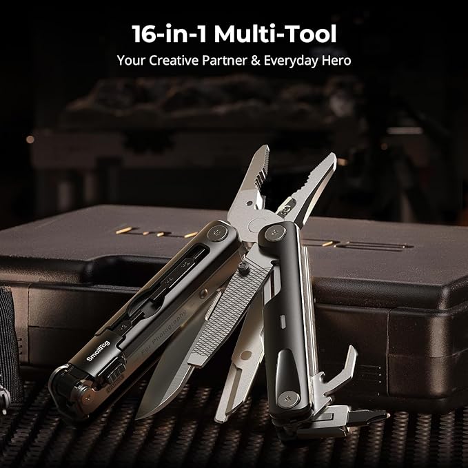 SmallRig 16-in-1 EDC Multitool, Compact Aluminum Multi Tool with Pliers, Scissors, Screwdrivers, Wrenches, Ruler, Portable Folding Tool Kit for Photography, Filmmaking, Camera, Outdoor, Daily Use-5294