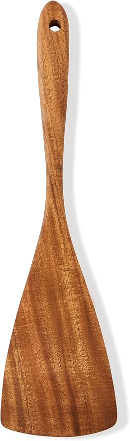 Wooden Spatula Nonstick Turner Acacia Wood, Long Handle Flat Frying Spatulas Handmade for Kitchen Gifts, Ideal Cookware Utensils for Cooking Eggs, Fish, Pancakes