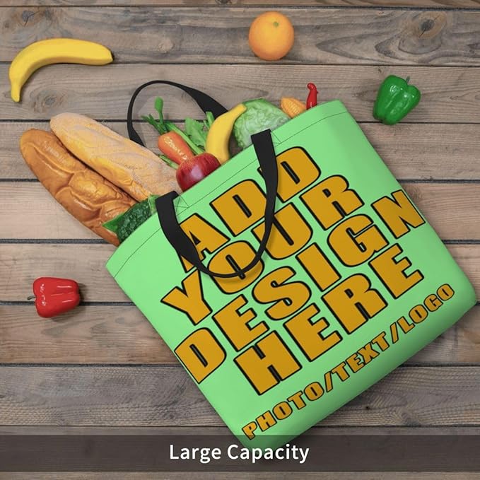 Custom Large Black Tote Bag With Pocket Extra Large Reusable Grocery Bags