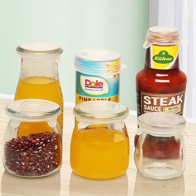 Extra Small Silicone Stretch Lids 1.6 Inch Reusable Silicone Jar Cover to Fit 1.6 Inch to 1.9 Inch Small Jars,Cans,Bottles 8 Pack